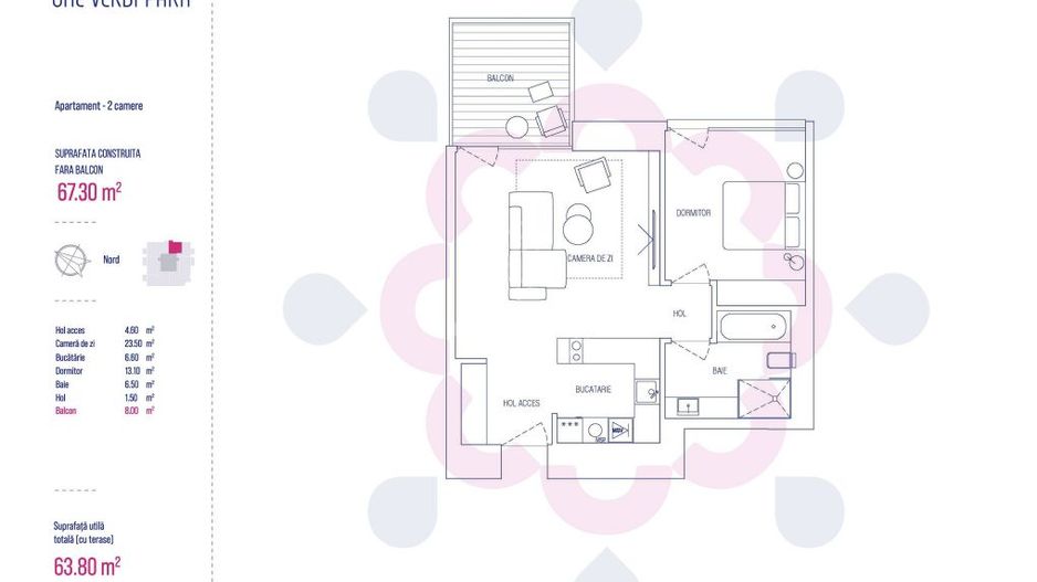 OFERTA Vanzare 2 camere | ONE Verdi Park | Finalizat - Schiță 6