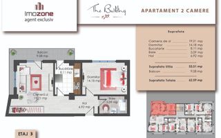 2 camere | Prelungirea Ghencea | 62.59 mp | Etaj 3 | Finalizat | Comision 0% - Poză 1