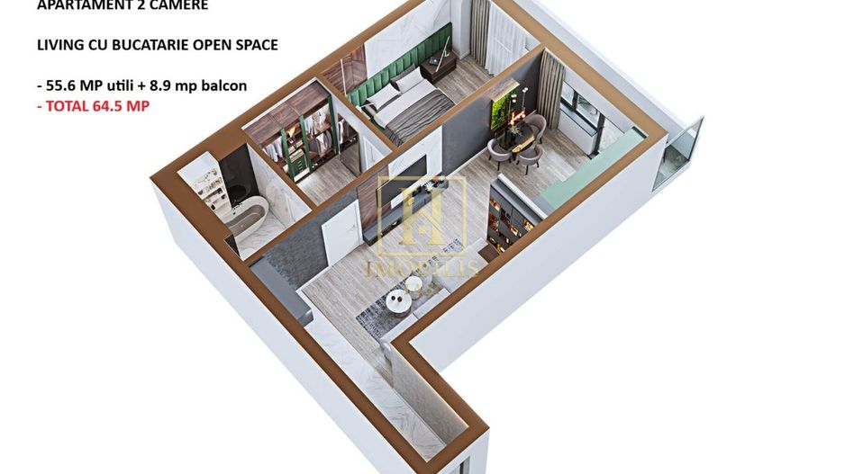 Apartament 2 camere SD 65 mp Copou mobilat si utilat 119900 euro - Poză 9