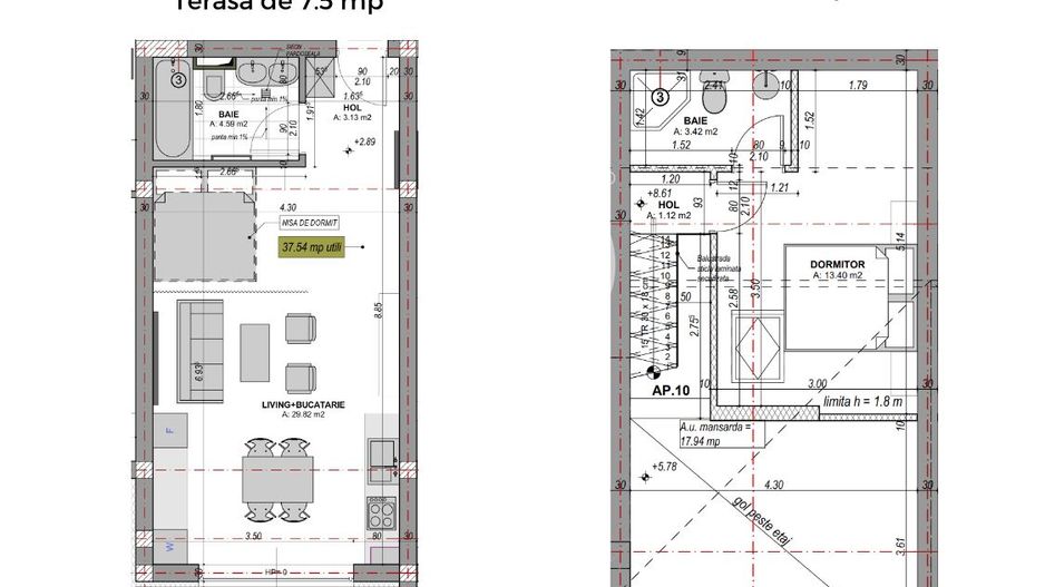 Penthouse 2 camere, finisat la alb (YND-23C-Mi-ap.10) - Poză 2
