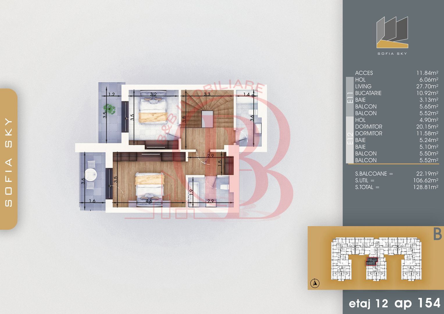 3 camere Duplex Finalizat Parcare Bonus 7min Metrou - Schiță 3