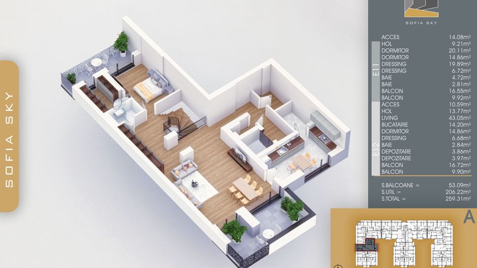 4 camere  duplex -  Titan Pallady  7 min Metrou N Teclu - Schiță 15