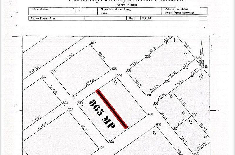 Teren intravilan de vanzare cu o suprafata de 865 mp in Paleu,Bihor - Poză 2
