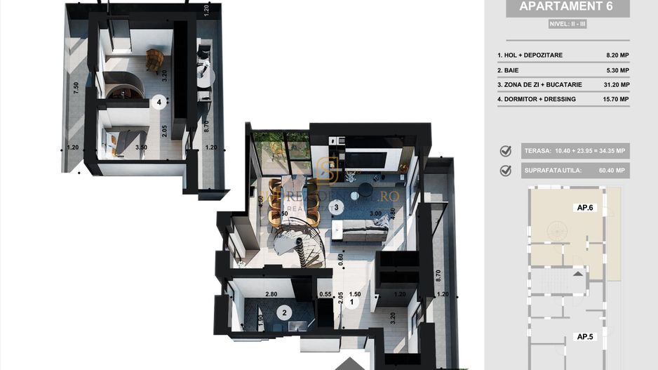 Apartament modern tip duplex cu 2 camere - PRET PROMOTIONAL - Schiță 3