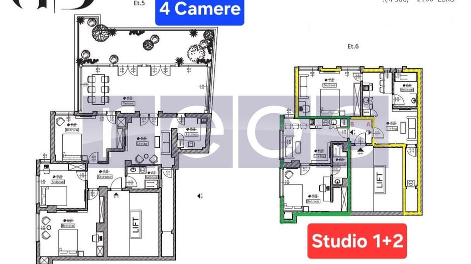 VANZARE PACHET APARTAMENT 4 CAMERE + 2 STUDIOURI 275MP ULTRACENTRAL UNIVERSITATE - Poză 20