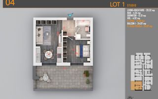 Apartament 2 camere cu Terasa-Theodor Pallady - Schiță 1