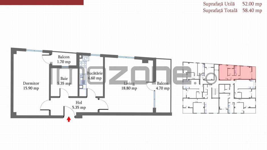 Apartament 2 camere, 57 mp, decomandat, etaj 1/4, MILITARI Pacii, COMISION 0% - Schiță 6
