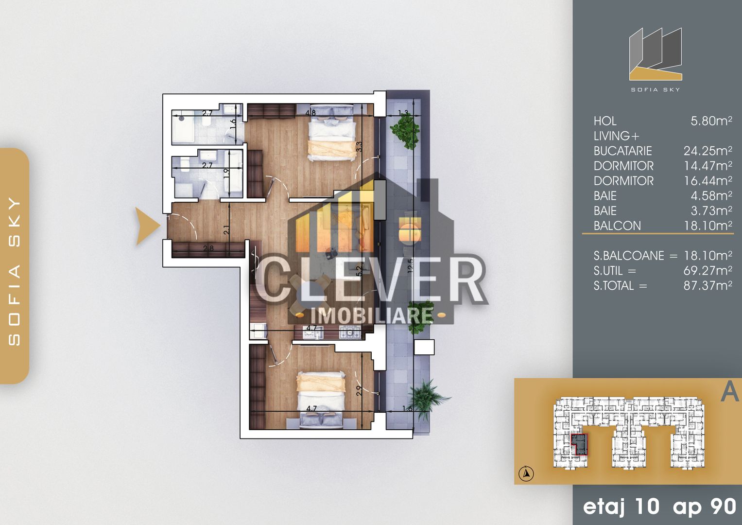 Apartament 3 camere | Încălzire în pardoseală | Metrou Nicolae Teclu - Schiță 6