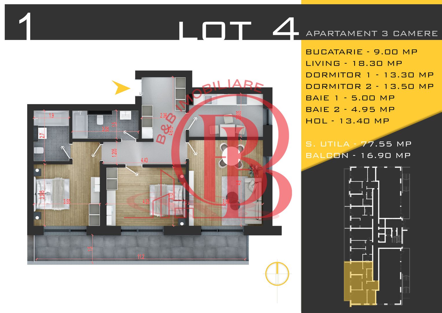 3 camere decomandat Titan Pallady  Metrou Nicolae Teclu - Schiță 12