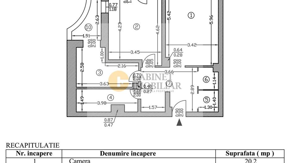 2 Camere Decomandat | Bulevardul Unirii | 3 balcoane | 72mp total - Schiță 18