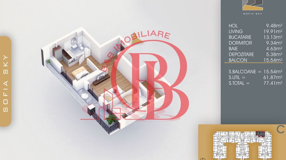 Apartament 2 camere Finalizat 7 min Metrou Nicolae Teclu - Schiță 2