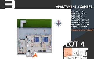 Apartament 3 camere cu Gradina Titan Pallady Metrou Nicoale Teclu - Schiță 10