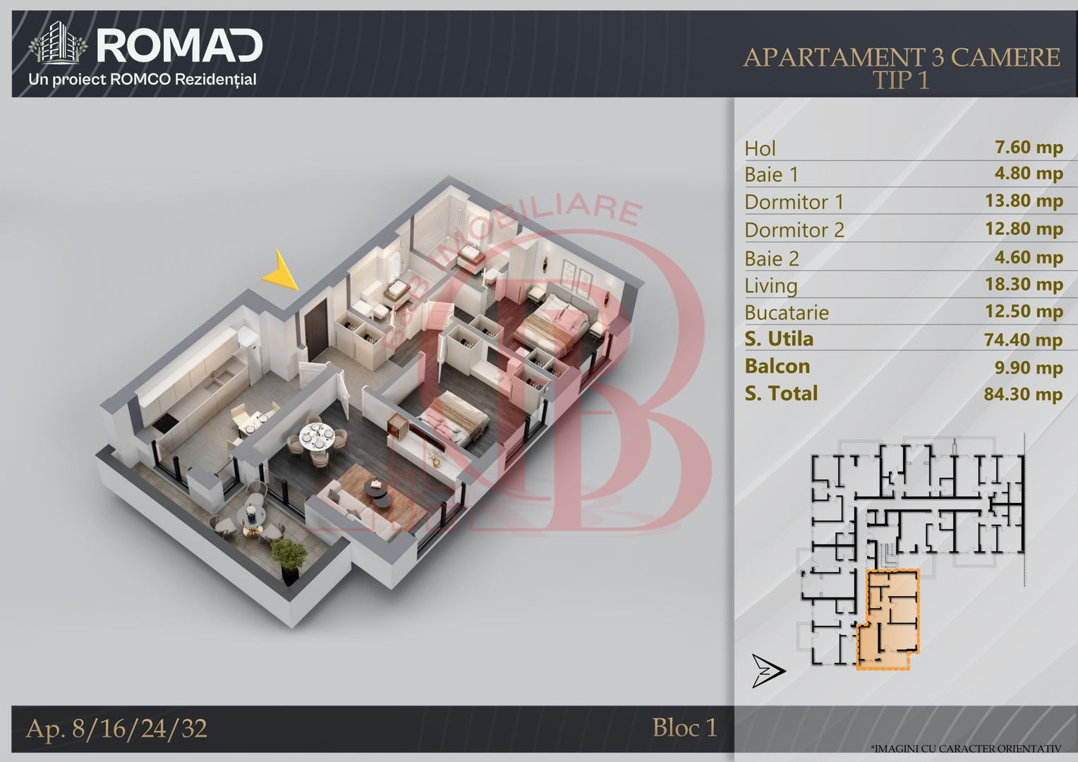 Apartament 3 camere Premium Pallady-Sector 3 - Schiță 11