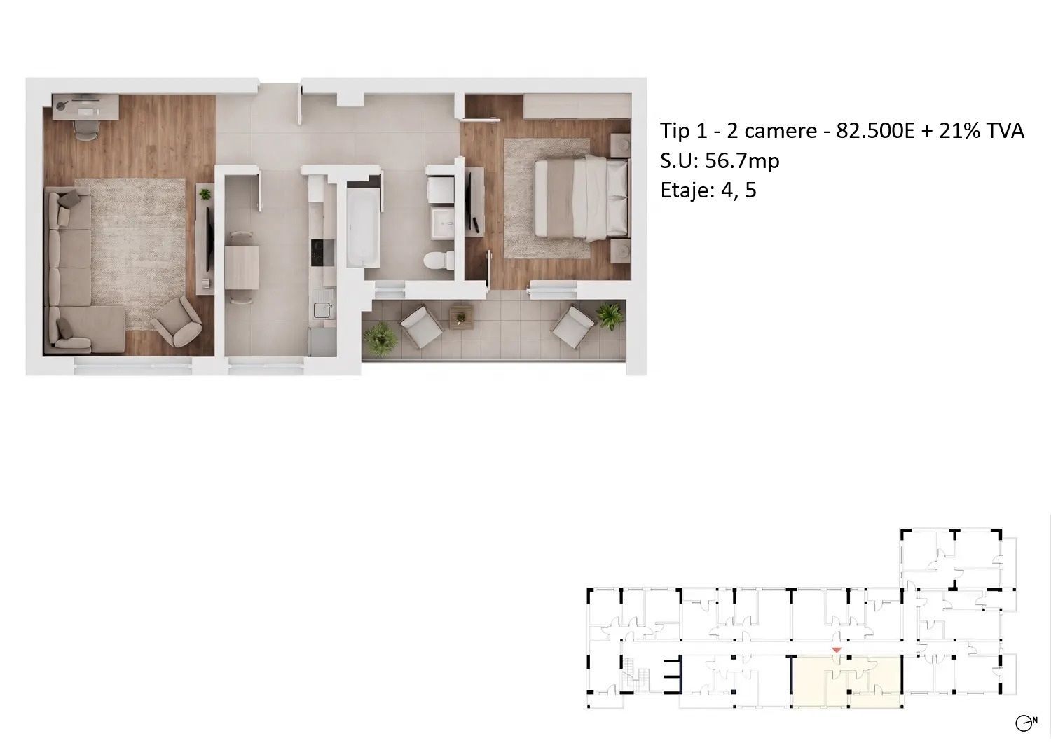 Apartamente 2 camere PLATINUM RESIDENCE Faza 3 - 2026 - Grand Arena - Schiță 26