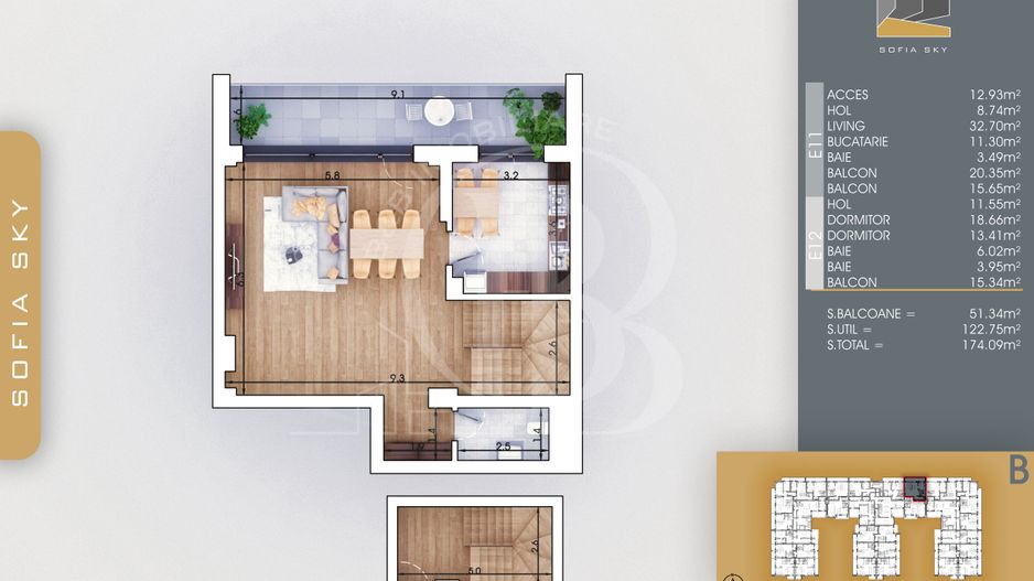 Theodor Pallady 3 camere Duplex Bloc Finalizat 7min Metrou - Schiță 2