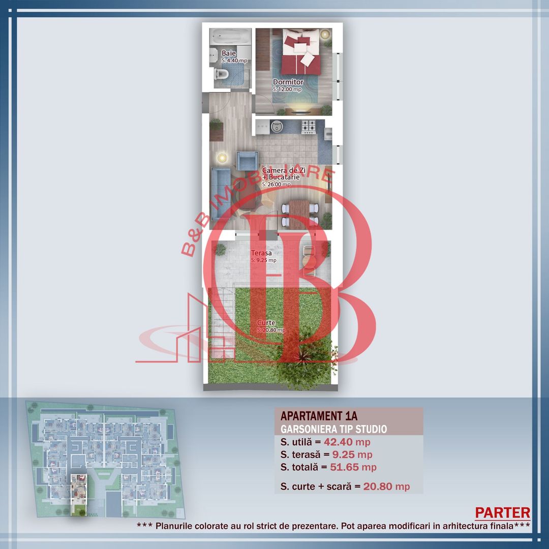 Oferta Lansare 2 camere cu gradina incalzire pardoseala - Schiță 1