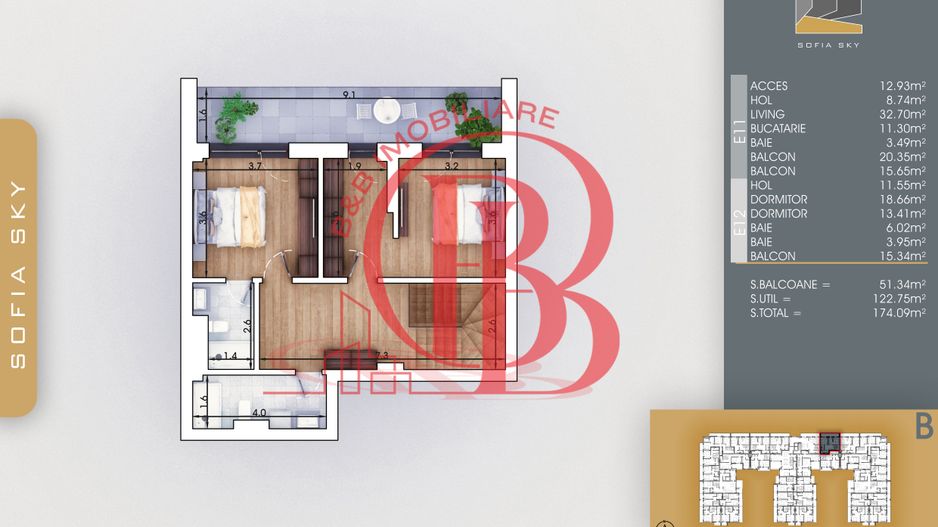 Theodor Pallady 3 camere Duplex Bloc Finalizat 7min Metrou - Schiță 3