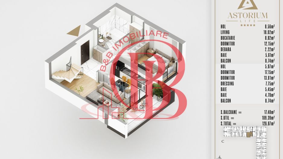 4 camere Duplex  Proiect Premium Titan Pallady - Schiță 6