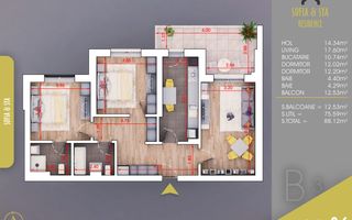 Apartament 3 cam,loc parcare bonus, Direct Dez, Comision 0 - Poză 2