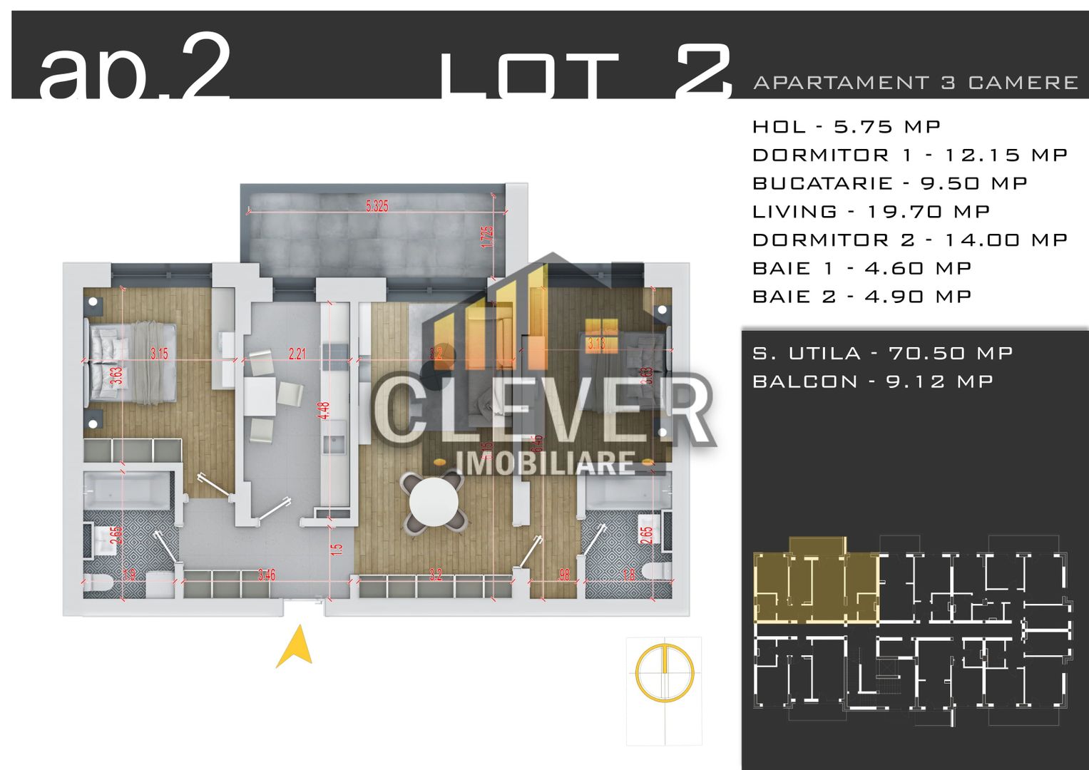 Apartament nou 3 camere 80 mp, parcare inclusă - Pallady - Poză 6