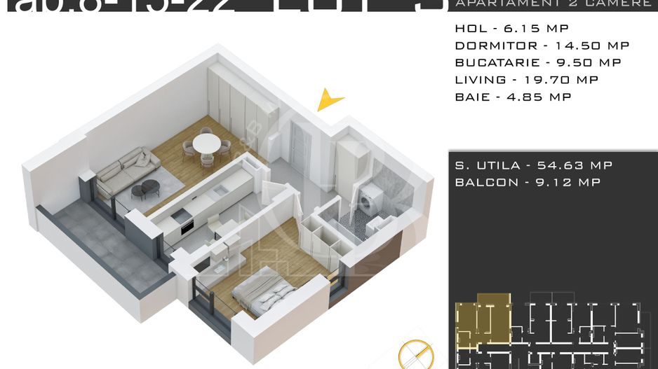 Apartament 2 camere Th. Pallady-Metrou N. Teclu-Comision 0 - Schiță 12