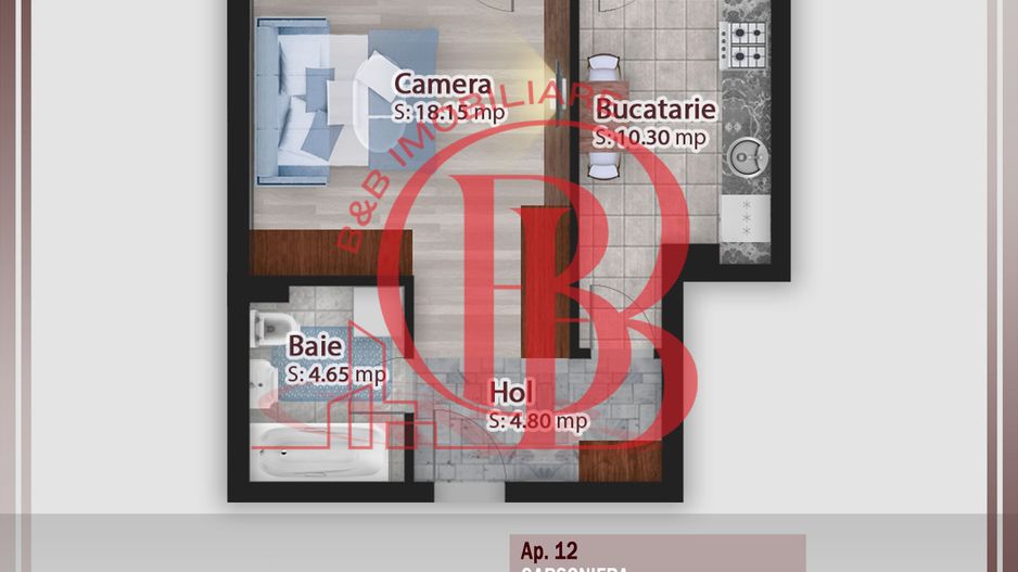 Garsoniera spatioasa -oferta lansare proiect Pallady - Schiță 1