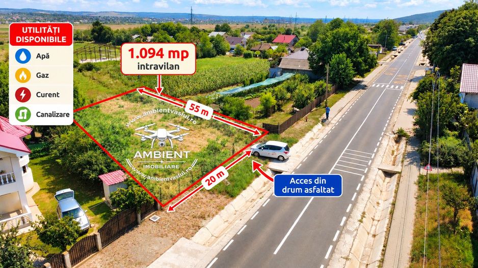 TEREN INTRAVILAN 1.100 mp, acces la drum asfaltat, VASLUI - zona Brodoc; - Poză 2