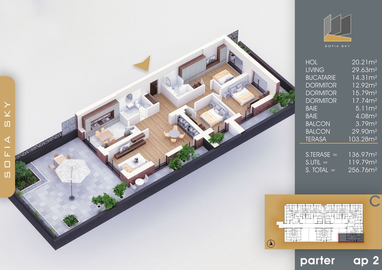 4 camere cu terasa - Pallady  700 m Metrou Nicolae Teclu - Schiță 9