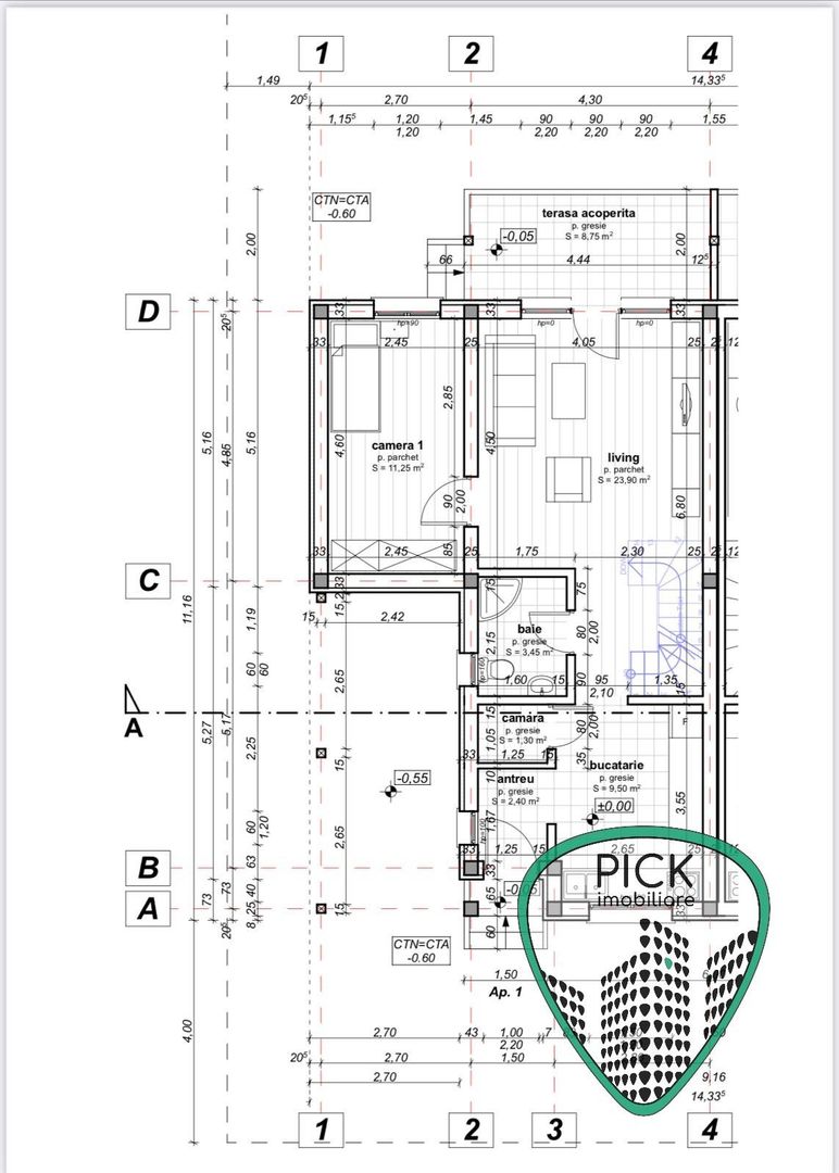 P 1136 - Casă duplex cu 4 camere în Sâncraiu de Mureș - Peștișorul de Aur - Schiță 11