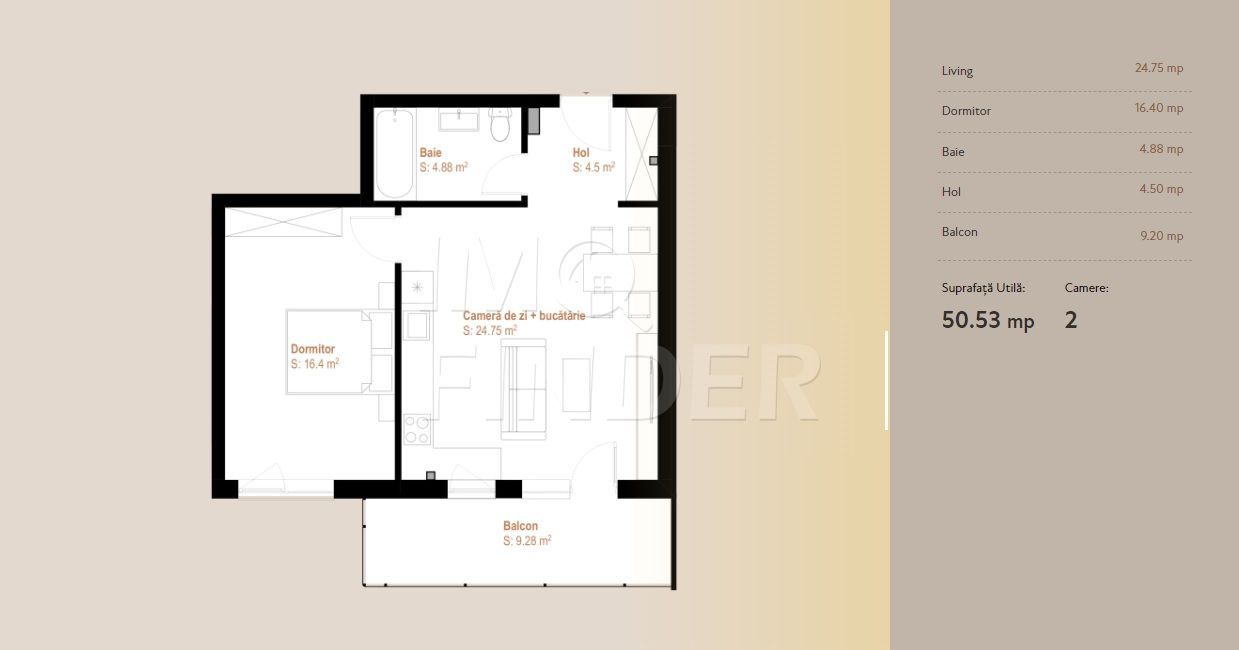 OFERTA - 2 camere 50.5 mp plus terasa zona VIVO - Poză 3