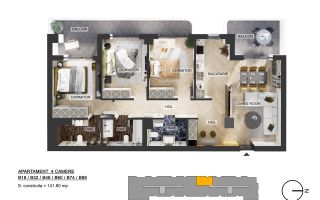 Apartament 4 camere | PIPERA PLAZA | Finalizare 2025 - Schiță 8