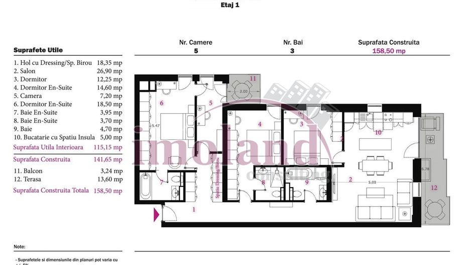 Vanzare - 5 camere - apartament NOU - 2026 - Pergola Nord-Pipera - Schiță 2
