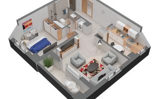 Apartament 2 camere decomandat 57 mp NOU intabulat Zimbru Dacia - Poză 6