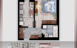 Garsoniera ideala pt  investitie Titan Pallady Metrou Nicolae Teclu - Schiță 13