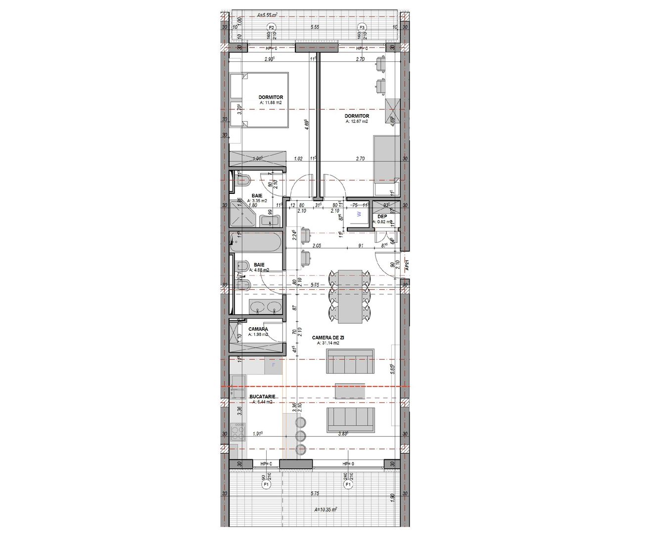 Apartament 3 camere, 2 bai, balcon, aer conditionat - finisat la cheie - Poză 7