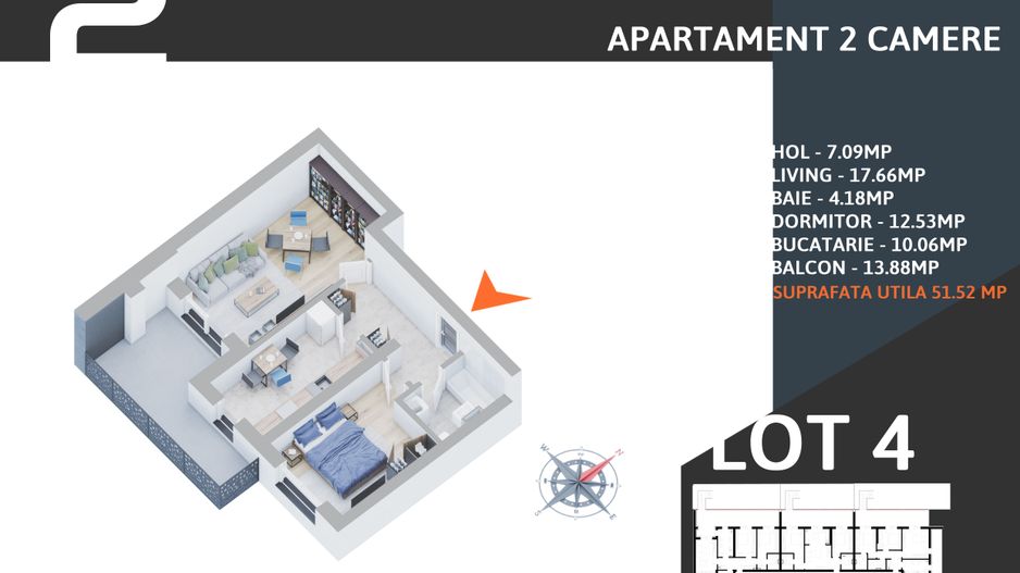 Oferta Lansare 2 camere decomandat parcare inclusa Titan Pallady Metrou Teclu - Schiță 6