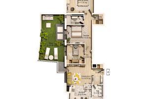 Apartament  4 camere 97 mp utili+ terasa 39 mp cu panorama spre Parc! - Schiță 2