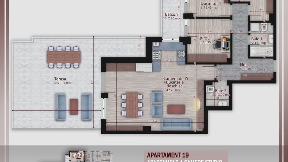 4 camere cu terasa  -proiect nou- Metrou Nicolae Teclu - Schiță 10