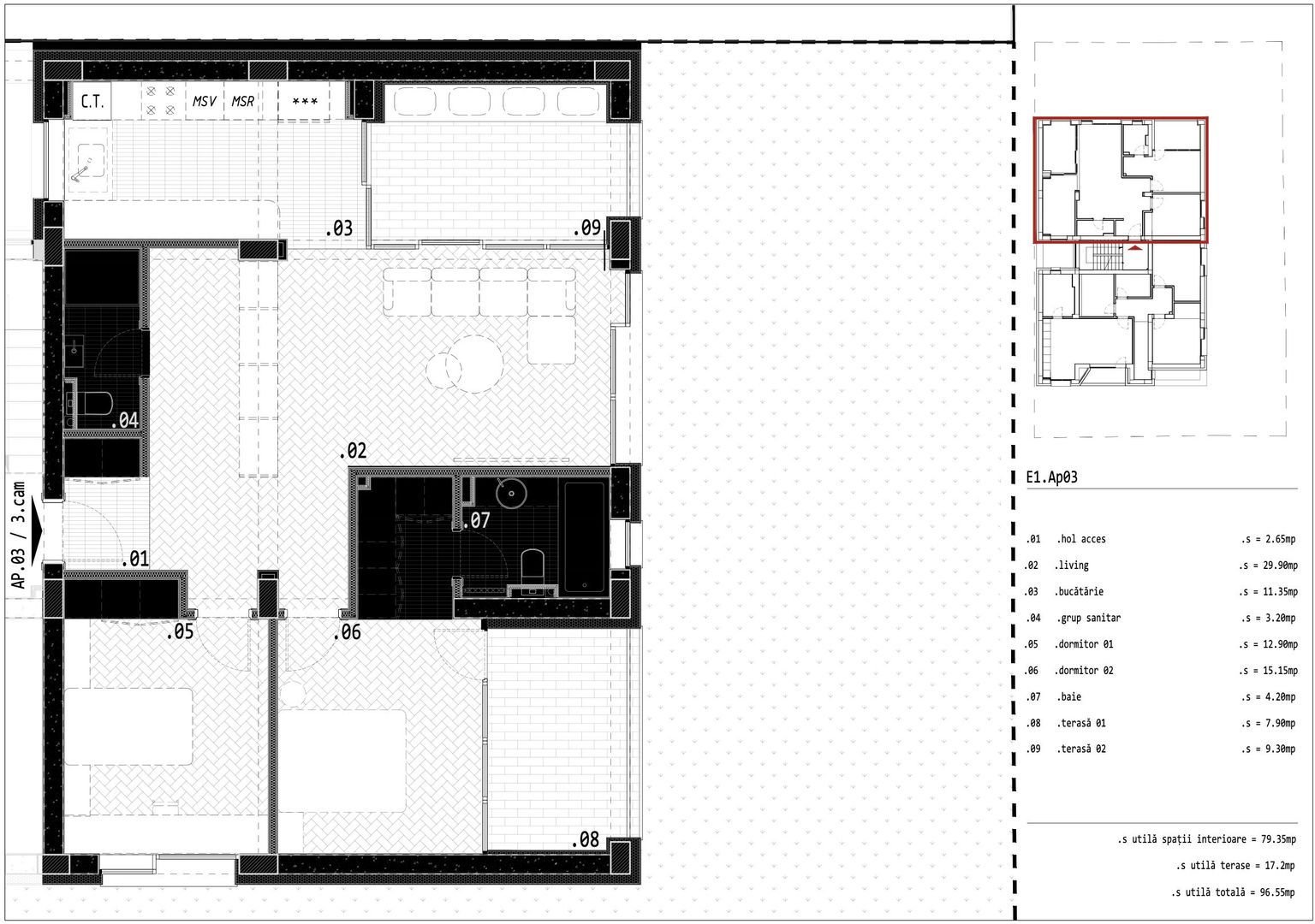 APARTAMENT 3 CAMERE | BLOC NOU | - Schiță 18
