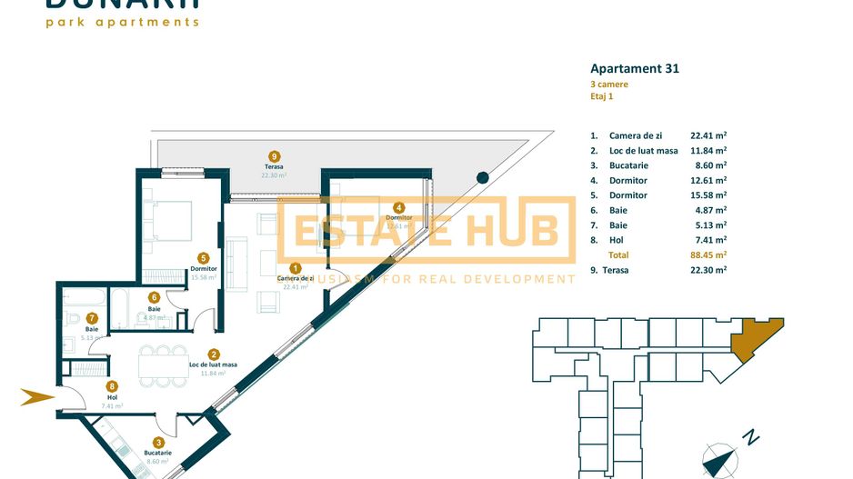 Apartament cu CF 3 camere finisat direct de la dezvoltator! - Poză 2