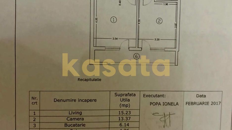 Apartament 2 camere decomandat | 52 mp | Centrală proprie | Parcare | - Schiță 8
