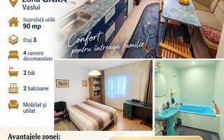 Apartament cu 4 camere, etaj 3, mobilat și utilat, VASLUI - GARĂ; - Poză 1