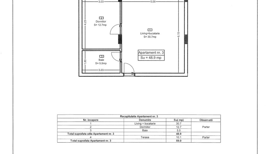 Ap 03 Teilor Residence - 2 camere finisat - Schiță 8