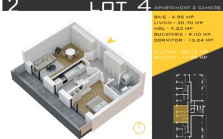 2 camere decomandat Titan Pallady  Metrou Nicolae Teclu - Schiță 11