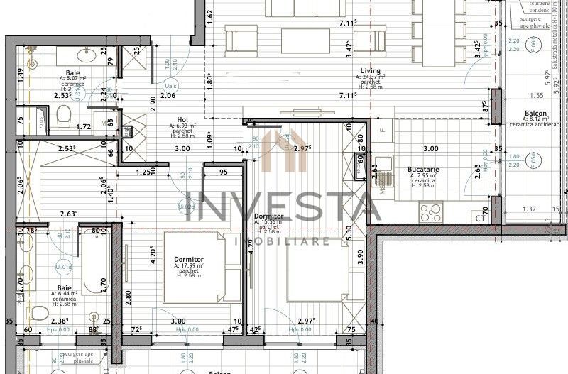 Apartament cu 3 camere, parcare subterana, bloc nou, zona Frunzisului - Schiță 13