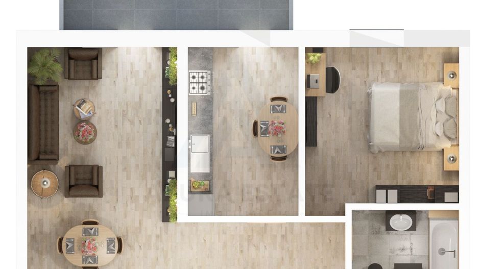 Apartament 56.15 mp utili 2 camere etaj 1 bucatarie inchisa Dna Stanca - Poză 7