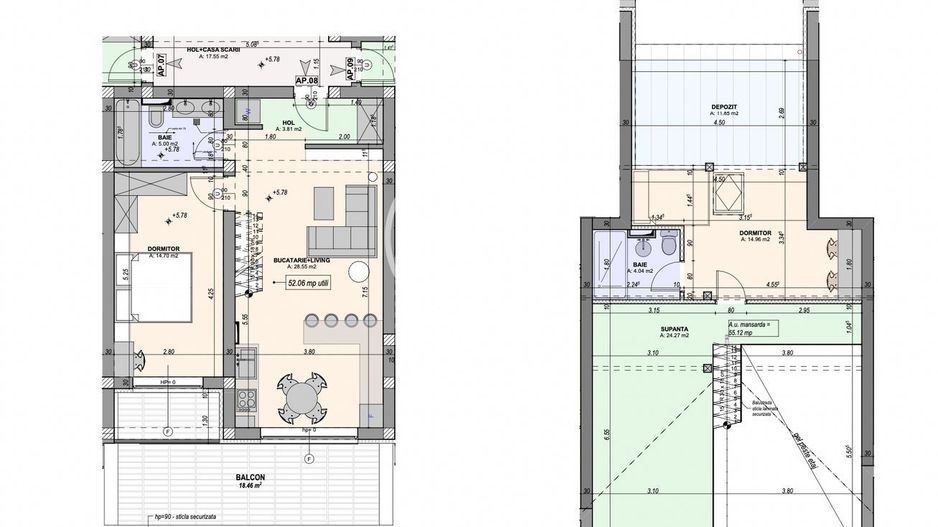 Penthouse 3 camere - la cheie, aer conditionat (ALP-C2-Ra-ap.8) - Poză 2