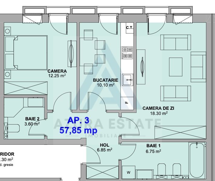 Apartament modern 2 camere etajul 2 si acces privat pe Doamna Stanca - Poză 6