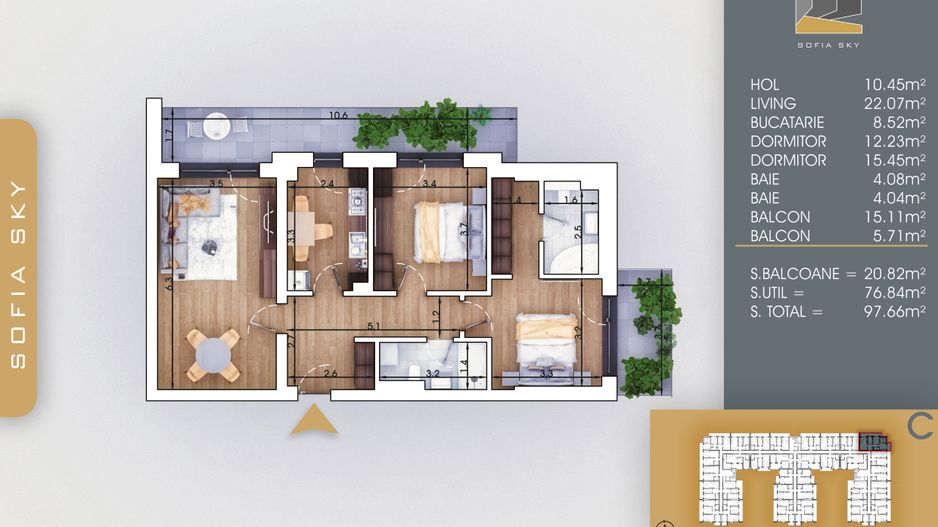 Apartament 3 camere decomandat  Titan Pallady  7 min Metrou Nicolae Teclu - Schiță 1