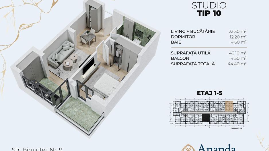 Studio spatios, ideal investitie, direct dezvoltator - Poză 1
